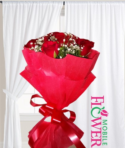 12 Red roses  bunch  / mobile flower pune